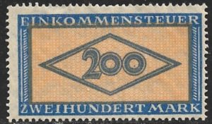 GERMANY 1922 200m Perf. 14 INCOME TAX Revenue Erler No.H12A MNG