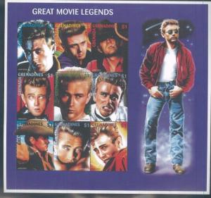 GREAT MOVIE LEGENDS Commemorative Sheet of 9 #1971 MNH - Grenada  E35