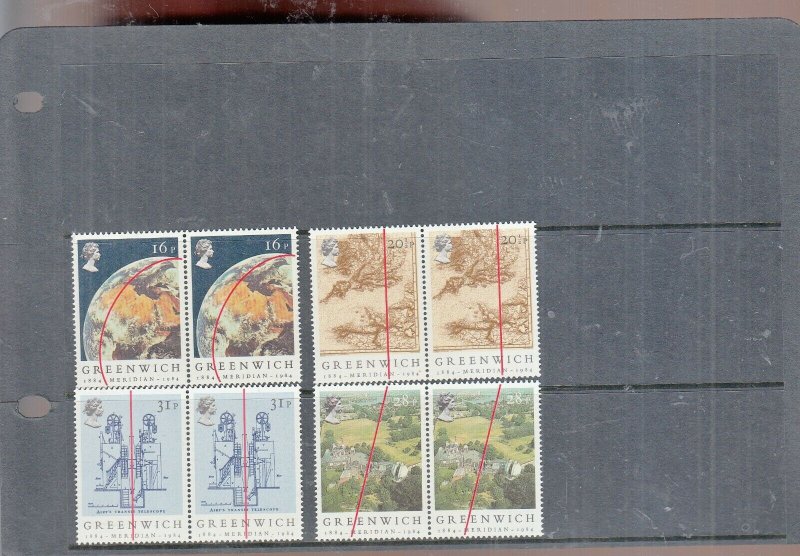 1984  GREENWICH MERIDIAN PAIRS  UMM/MNH SG1254-SG1257