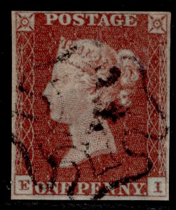GB QV SG8, 1d red-brown PLATE 38, USED. Cat £100. BLACK MX. IVORY HEAD EI