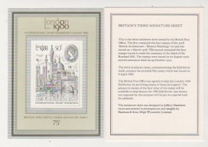 GREAT BRITAIN Scott # 909a STAMP COLLECTING LONDON 1980 Souvenir Sheet with Card