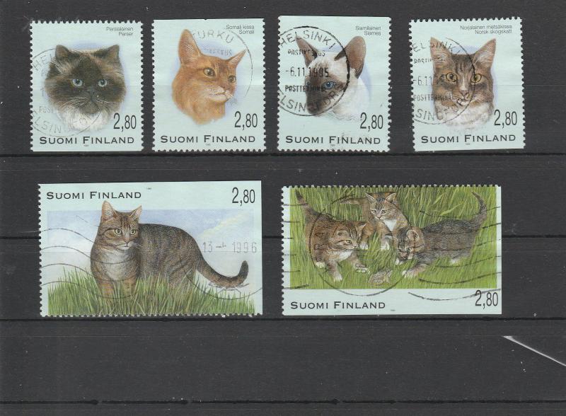 Finland  Scott#  972-977  Used  (1995  Cats)