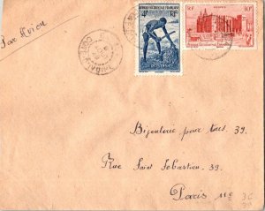 French West Africa 4F Djenne Mosque, French Sudan and 10F Dahomey Laborer 194...