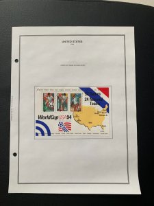 US 1994 world cup S.S. stamps new with album page