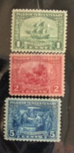 US 1920 Pilgrim Tercentenary #548-50 set of 3 mint