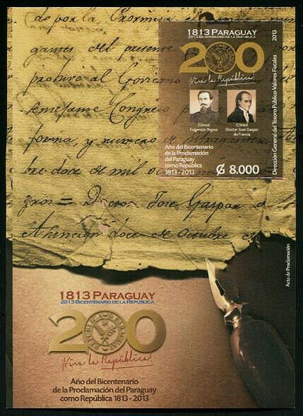 HERRICKSTAMP NEW ISSUES PARAGUAY Sc.# 2979 Declaration of Independence S/S