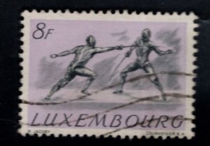 Luxembourg Scott 285 Used Fencing 8 Franc stamp