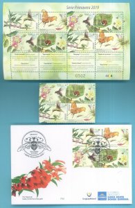 Spring Uruguay 2019 Fauna Insects Bee Butterfly Sheetlet + set + FDC + GIFT 