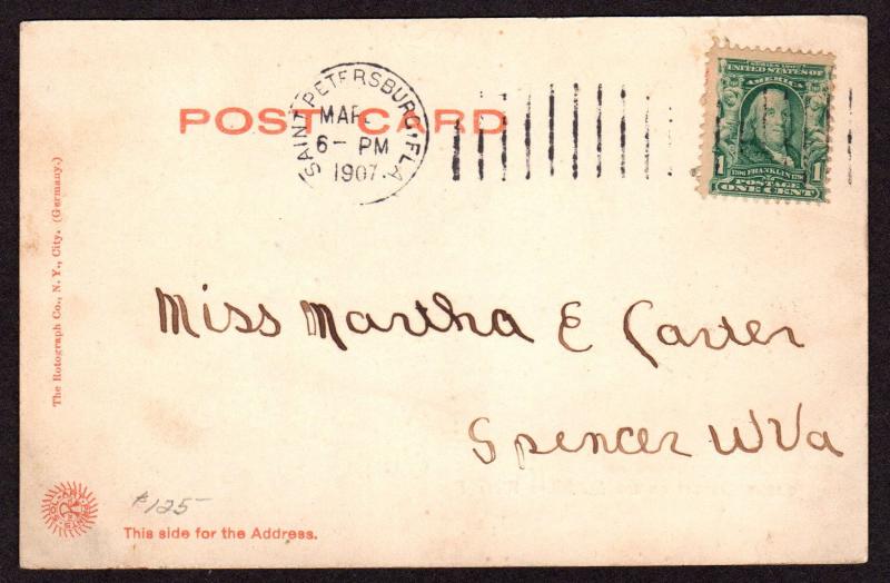 $Florida Machine Cancel Cover, Saint Petersburg, 3/xx/1907, only recorded imp.