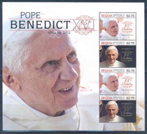 BEQUIA 85th BIRTH ANNIVERSARY OF POPE BENEDICT XVI SHEET MINT NH