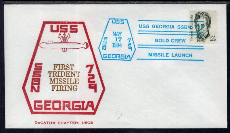 US USS Georgia First Trident Missle Firing 1984 Submarine Cover