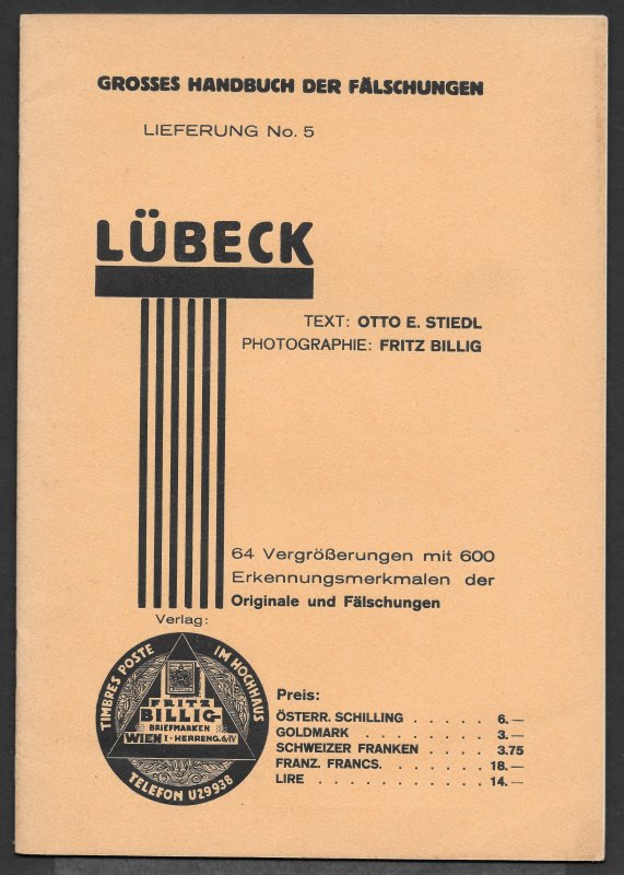 Doyle's_Stamps: Lubeck (German State) Stamps, Stiedl/Billig 1934