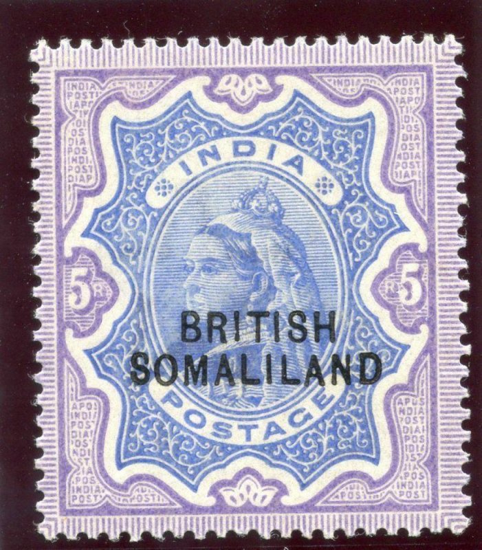 Somaliland 1903 QV 5r ultramarine & violet MLH. SG 24. Sc 19.