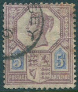 Great Britain 1887 SG207a 5d dull purple and blue die 2 QV toned FU (amd)