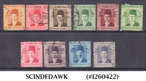 EGYPT - 1937-44 KING FAROUK SELECTED STAMPS - 10V - USED