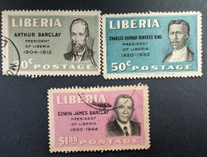 Liberia 324, 326-7, 1948 Presidents, Cat value - $6.55