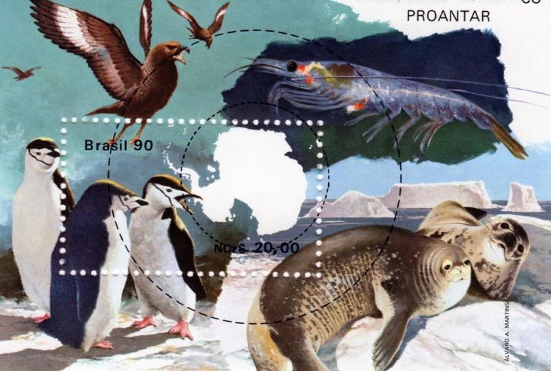 Brazil 1990 Penguins/Birds/Seals Antartic SS(1) MNH  Sc#2235