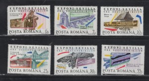 Romania #3762-67  (1992 Seville Expo '92  set) VFMNH CV $1.75