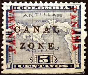 Canal Zone #12 5c Blue 1904  VF MLH No Bar Errors Rare