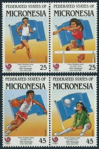 Micronesia 63-66a pairs,MNH. Olympics Seoul-1988:Running,Basketball,Volleyball.