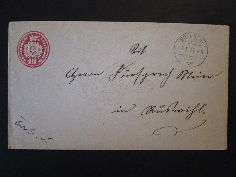 Switzerland 1875 10c Postal Stationery Used / Dove Smk - Z4976