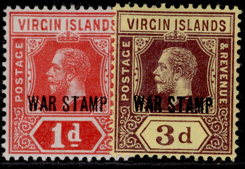 BRITISH VIRGIN ISLANDS GV SG78b + 79, 1916-19 WAR STAMP collection, LH MINT.