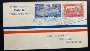 1929 Santo Domingo Dominican Republic First Flight cover FFC to Puerto Rico