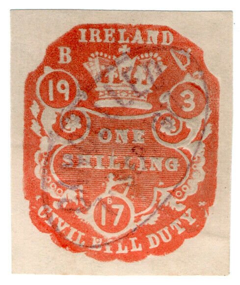 (I.B) George V Revenue : Ireland Civil Bill Duty 1/- (impressed duty)