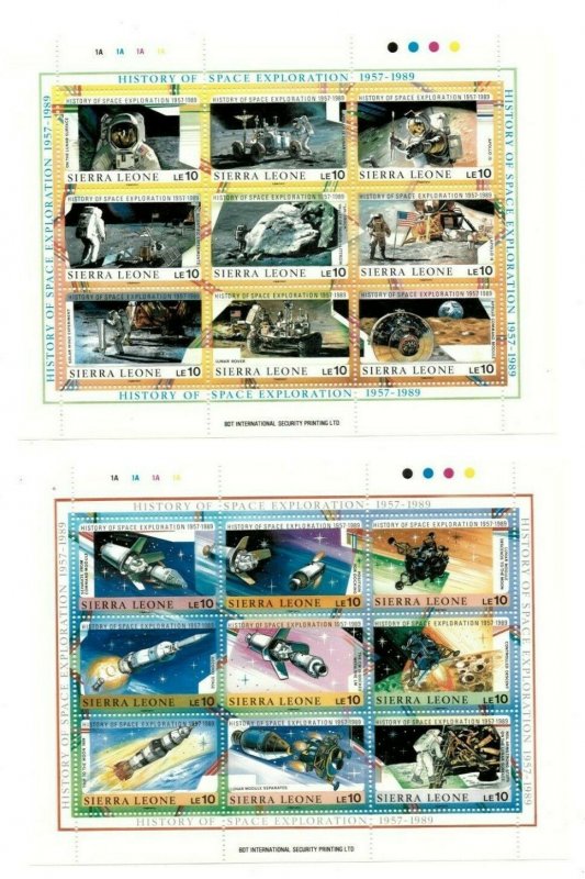 FULL SHEETS Sierra Leone 1989 1069-74 - Space Exploration - Set of Sheets - MNH