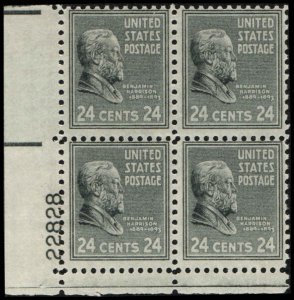 US #828 HARRISON MNH LL PLATE BLOCK #22828