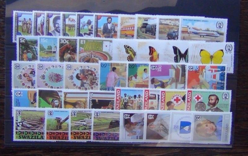 Swaziland 1981 1982 sets Butterflies Red Cross Sugar Tourism Princess Wales MNH