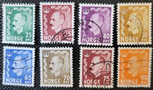 Norway, 1950-51, set of 8, Haakon VII, #310-17, used, SCV$5.95