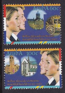 Aruba   #215-216  MNH   2002   Royal wedding