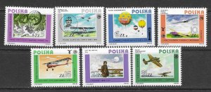 Poland 2643-9 MNH Aviation cpl.  set X 20 sets, vf. 2022 CV $ 52.00