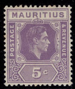 MAURITIUS GVI SG255, 5c slate-lilac, M MINT. Cat £18.