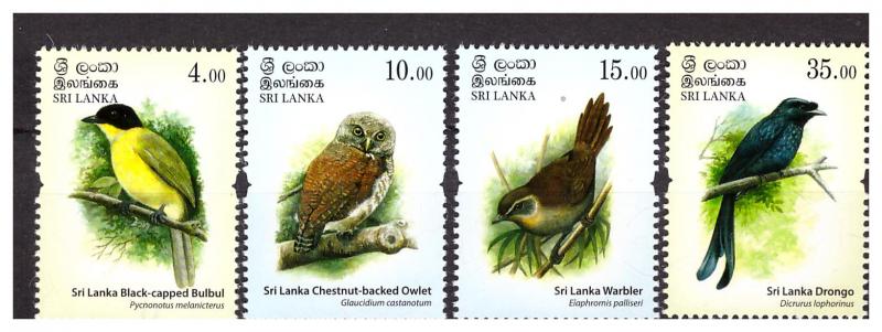 SRI LANKA 2017  Endemic Birds 4 v MNH