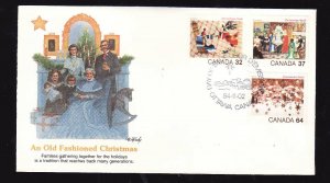 Canada-Sc#1040-2-stamps on Fleetwood FDC-Christmas-1984-colourful cachet