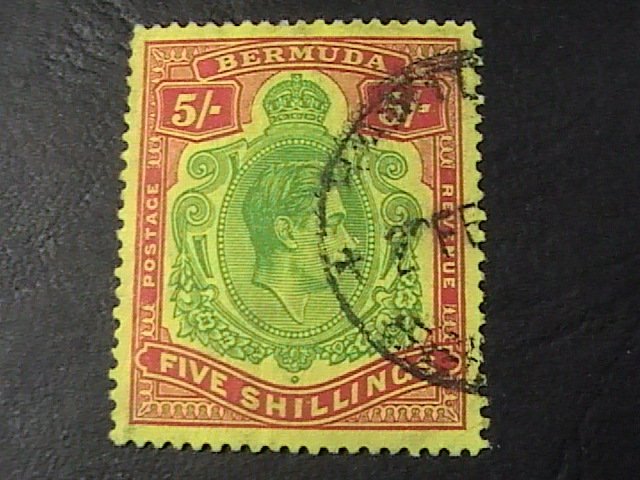 BERMUDA  # 125-USED--SINGLE--RED & GREEN ON YELLOW PAPER--1938-51
