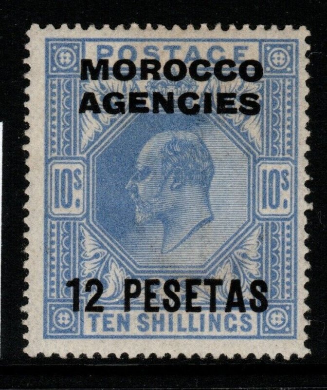 MOROCCO AGENCIES SG123 1907 12p on 10/= ULTRAMARINE MTD MINT