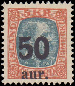 Iceland #138, Incomplete Set, High Value, 1925, Hinged