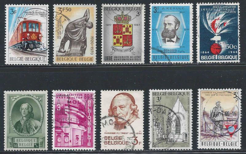 Belgium ~ Lot of 10 Different Stamps ~ Mixed Lot ~ cv 2.00
