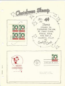 US 1205  FDC & PB   Christmas