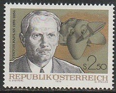 1976 Austria - Sc 1046 - MNH VF - 1 single - Viktor Kaplan, Kaplan Turbine