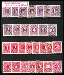 Austria Stamps # J232-254 MLH VF Scott Value $33.85