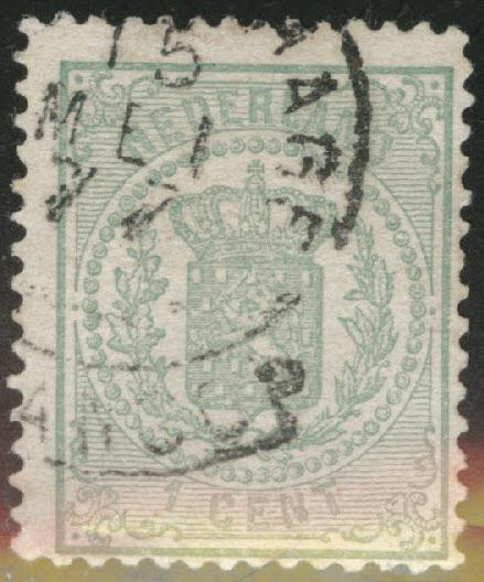 Netherlands Scott 19 used 1869 coat of arms stamp