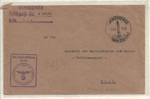 WW2: German Naval Feldpost: M-08596 KMS Schleswig-Holstein 1/3/1940 (54696)