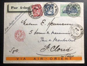 1932 Saigon Vietnam Cochina Indochina Airmail Cover to St Cloud France