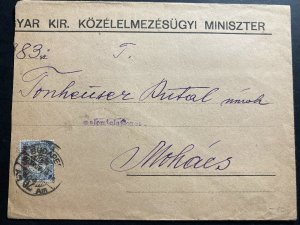 1928 Budapest Hungary Commercial Cover To Mohacs