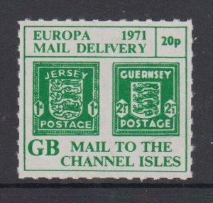 Jersey & Guernsey 20p (Channel Islands) Strike Mail 1971 NHM