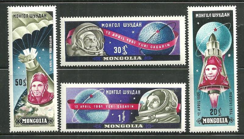 Mongolia 232-35 MNH Yuri Gagarin 1st Man in Space